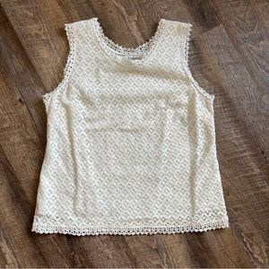 Merona Ivory Lace Tank, Large, fully lined